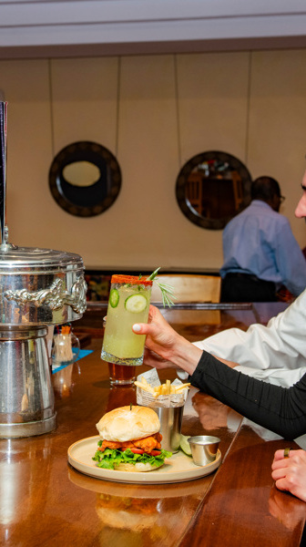 Bartender serving drink